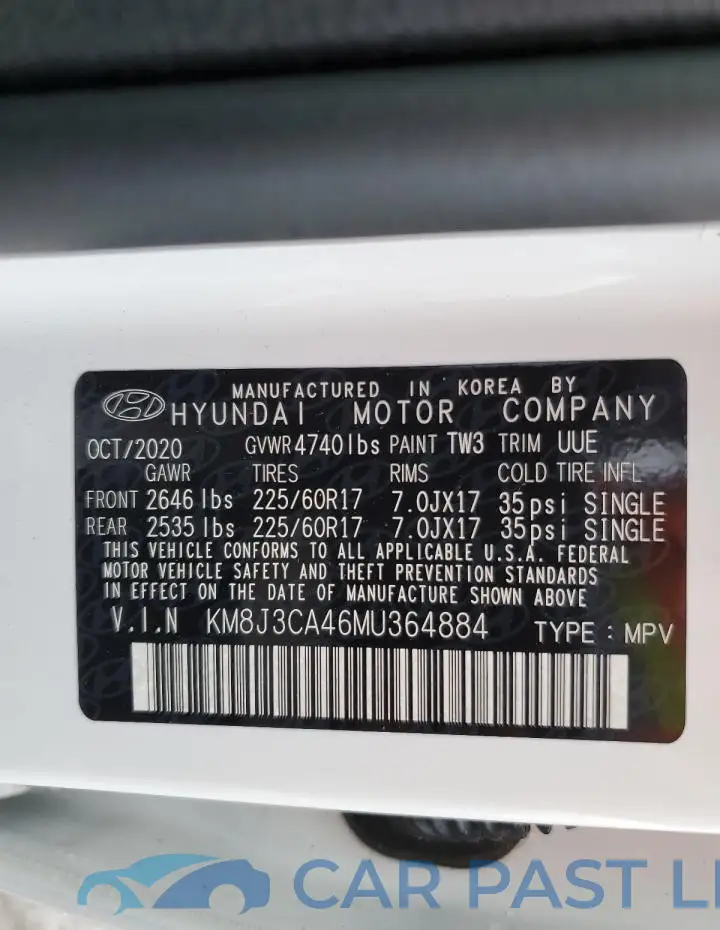 KM8J3CA46MU364884# 14