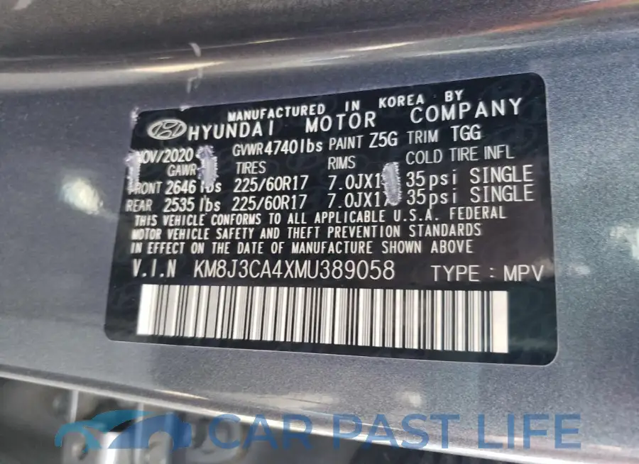 KM8J3CA4XMU389058# 13