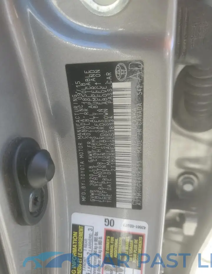 2T1BURHEXGC518134# 13