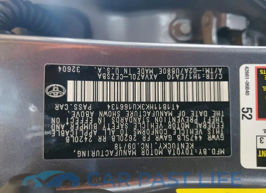 4T1B11HK3KU166134# 12