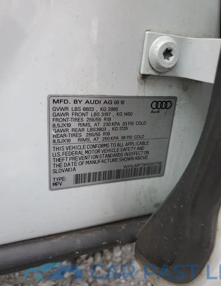 WA1LABF73HD021756# 13