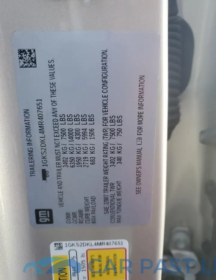 1GKS2DKL4MR407651# 13
