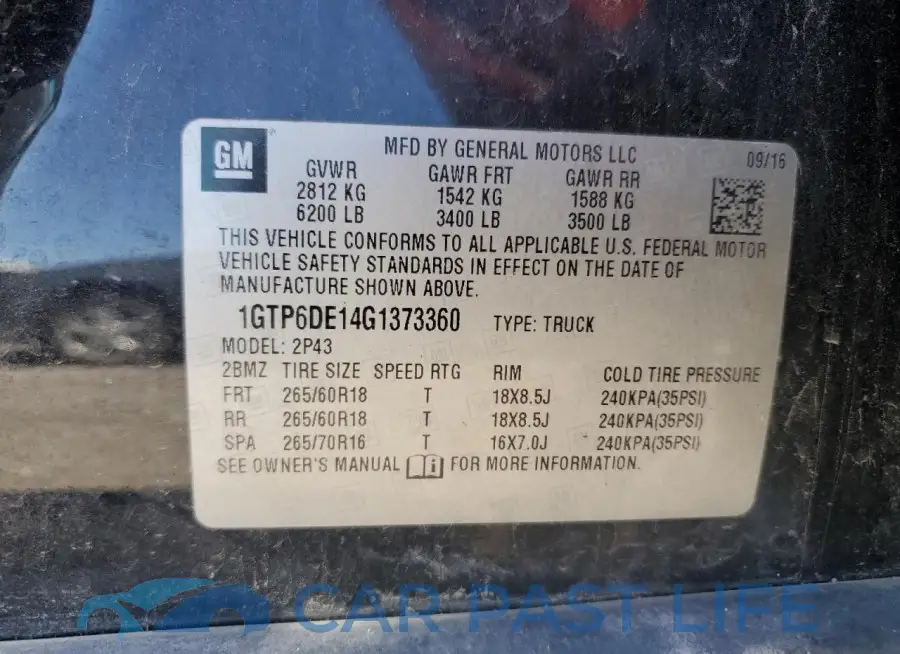 1GTP6DE14G1373360# 12
