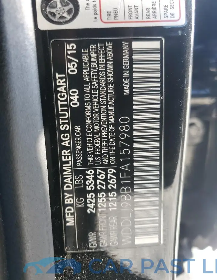 WDDLJ9BB1FA157980# 12