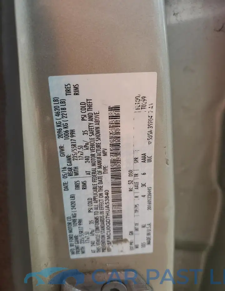 1FMCU0GD7HUA53840# 13