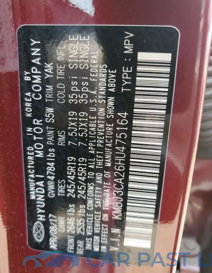 KM8J3CA26HU475164# 12