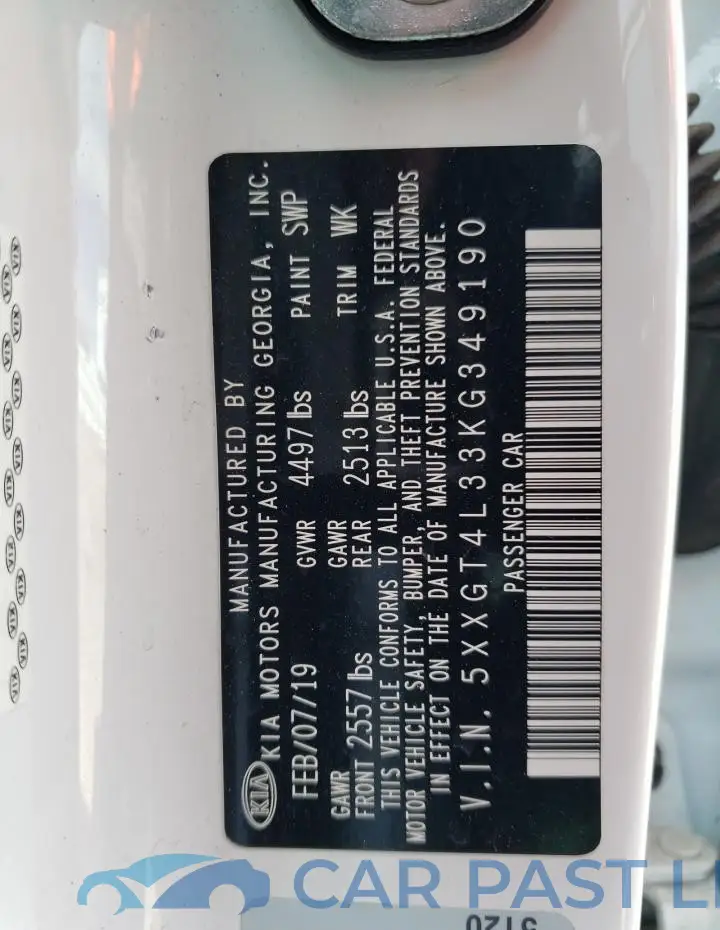 5XXGT4L33KG349190# 12