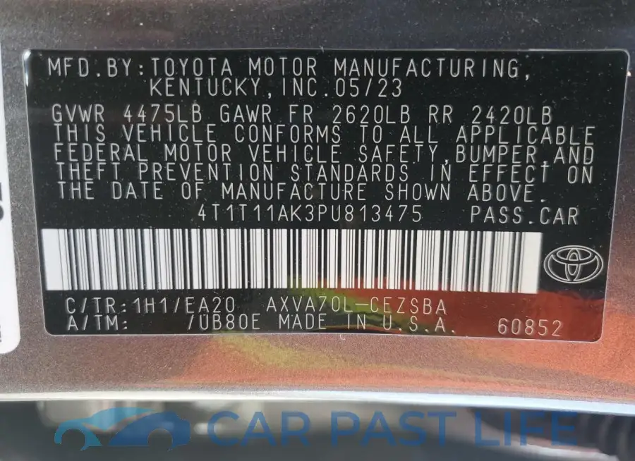 4T1T11AK3PU813475# 12