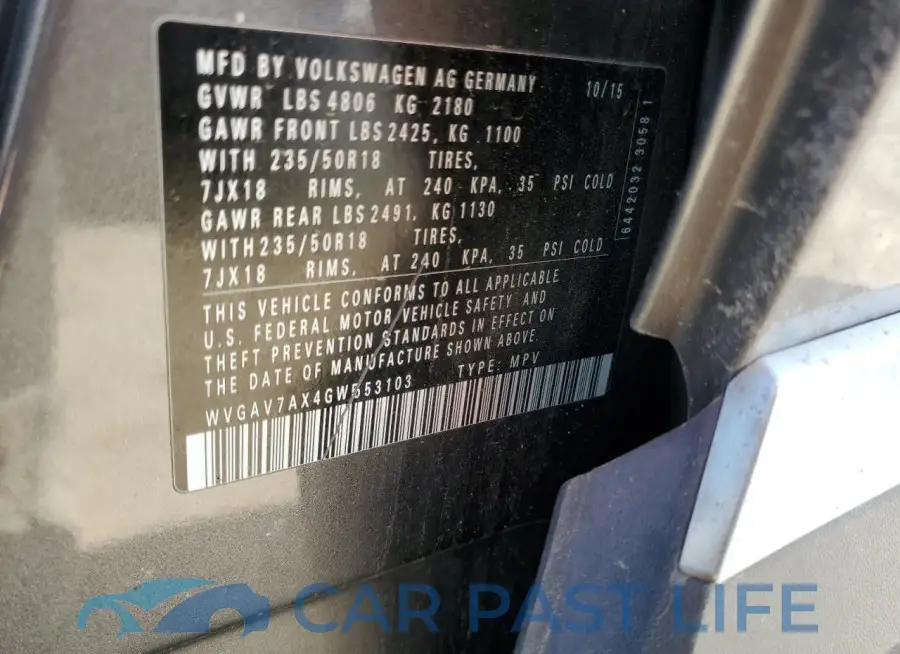 WVGAV7AX4GW553103# 14