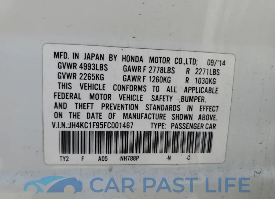 JH4KC1F95FC001467# 12