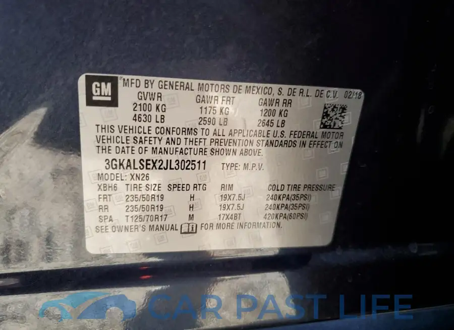 3GKALSEX2JL302511# 13