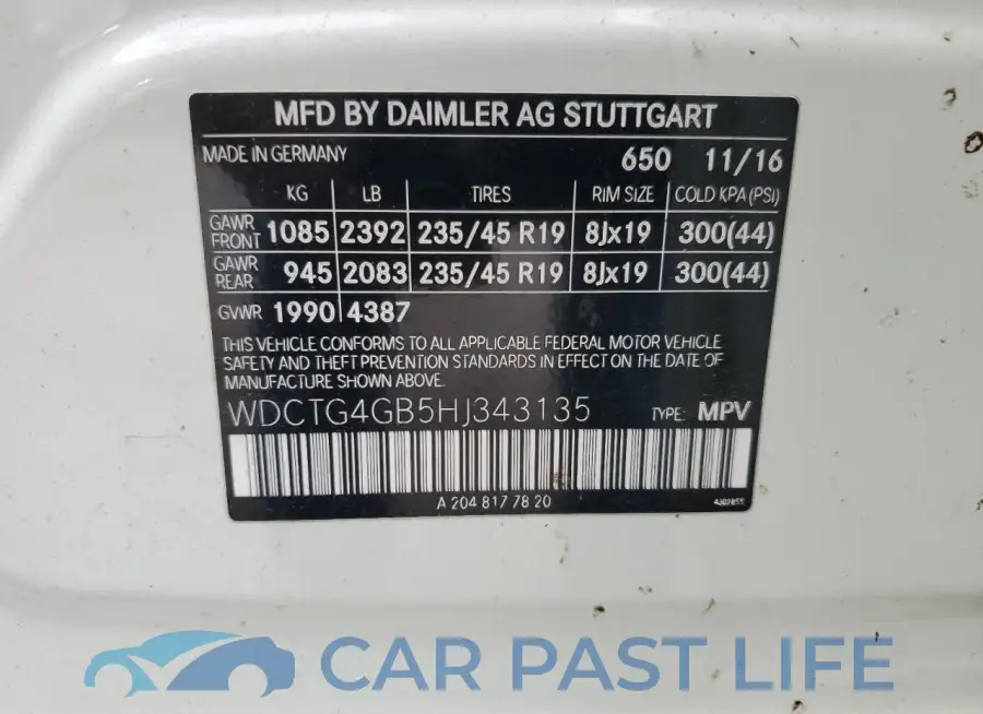 WDCTG4GB5HJ343135# 13