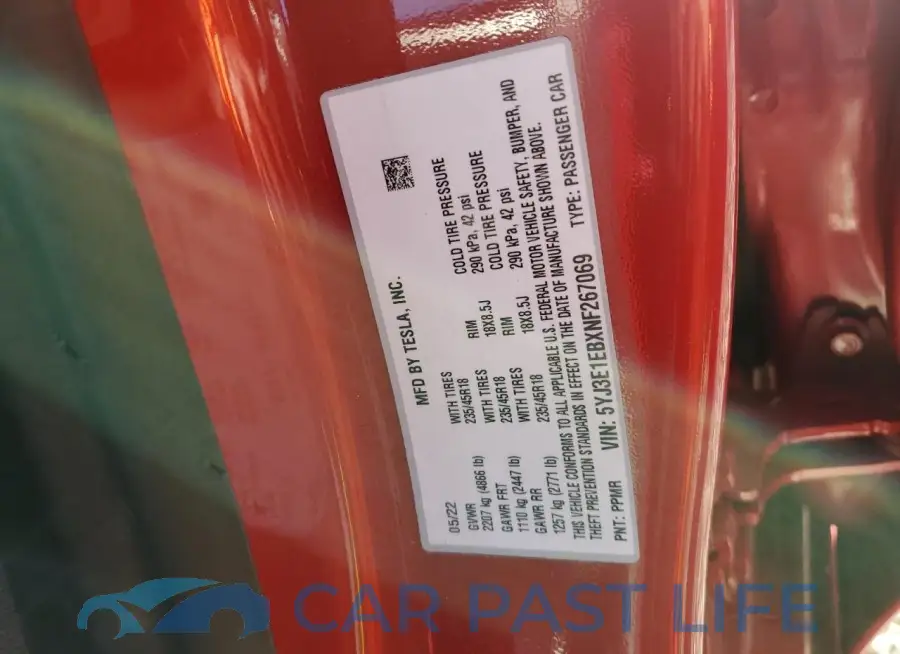 5YJ3E1EBXNF267069# 12