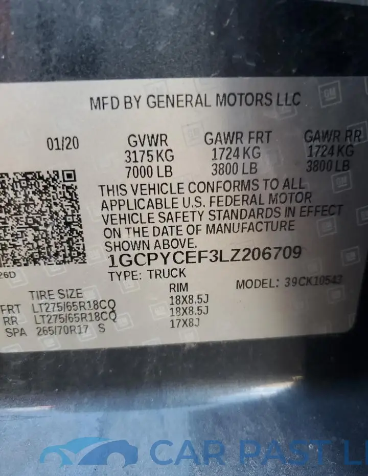 1GCPYCEF3LZ206709# 12