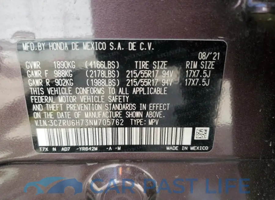 3CZRU6H73NM705762# 14