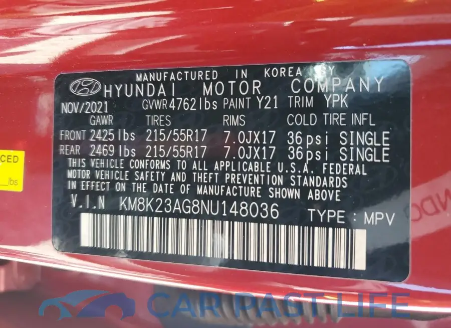 KM8K23AG8NU148036# 12