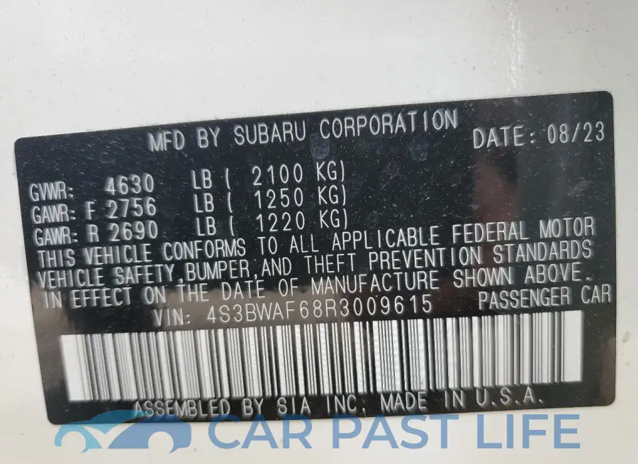 4S3BWAF68R3009615# 12
