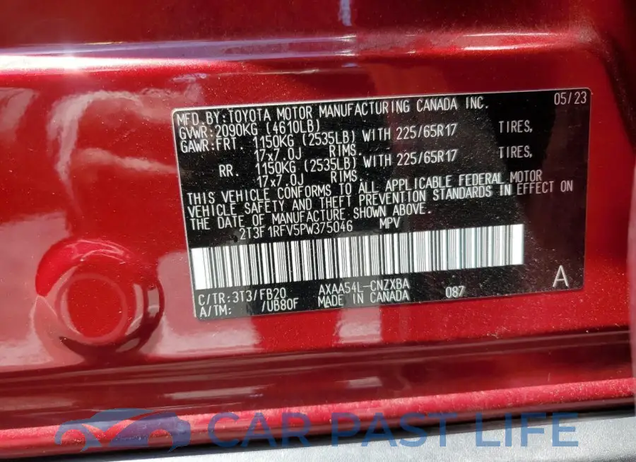 2T3F1RFV5PW375046# 12
