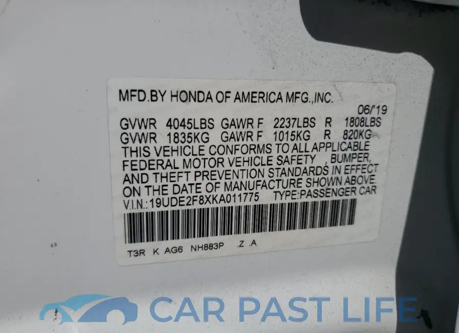 19UDE2F8XKA011775# 12