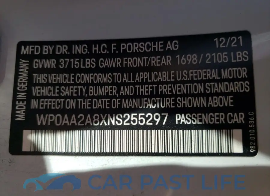 WP0AA2A8XNS255297# 12