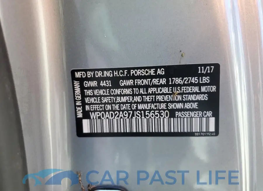 WP0AD2A97JS156530# 12