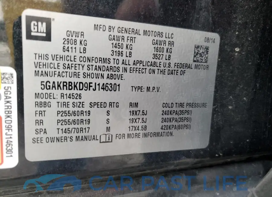 5GAKRBKD9FJ146301# 13