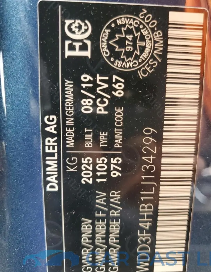 WDD3F4HB1LJ134299# 13