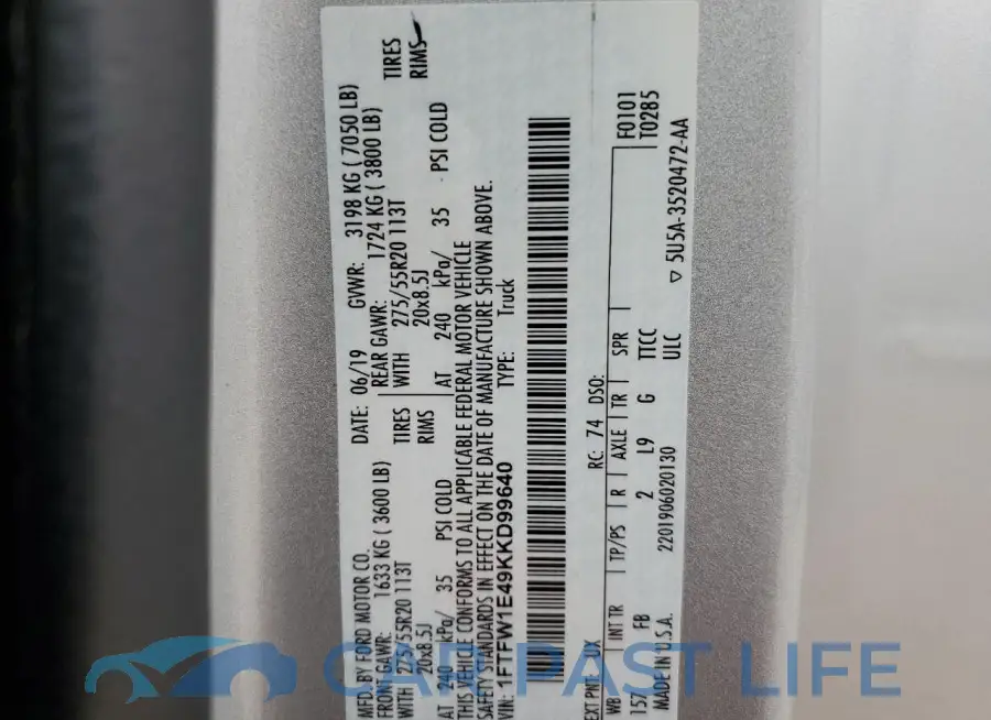 1FTFW1E49KKD99640# 12