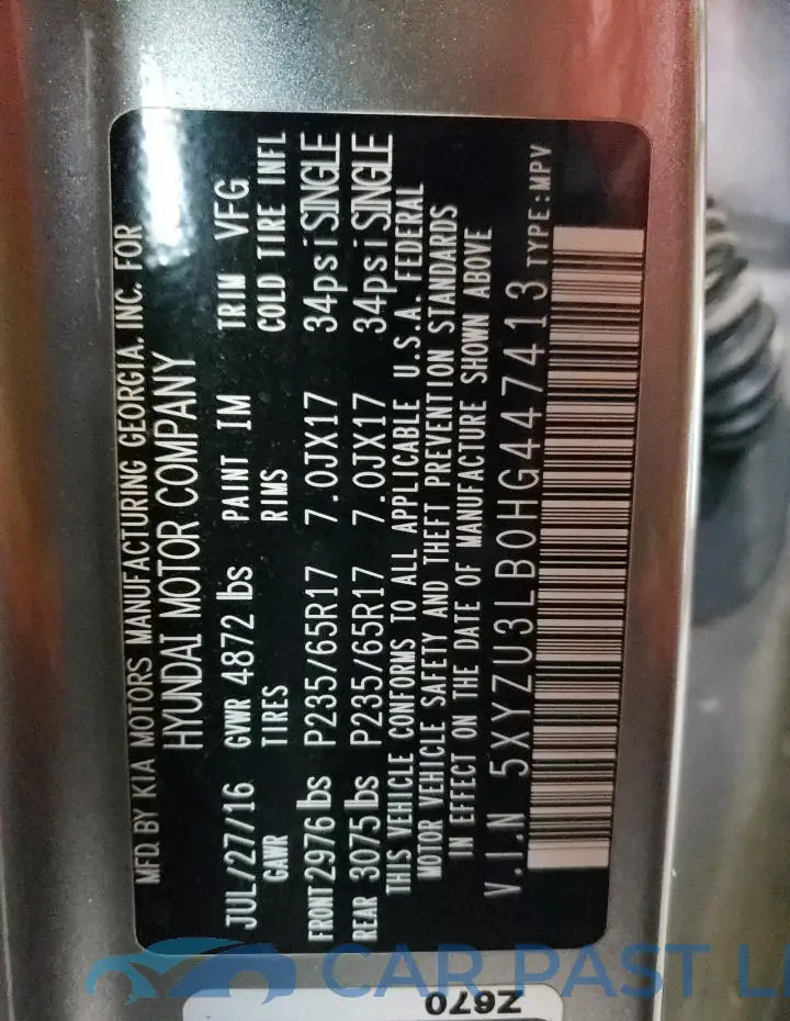 5XYZU3LB0HG447413# 13