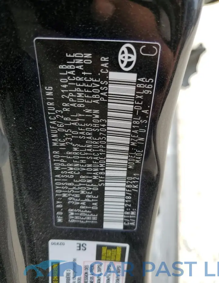 5YFB4MDE1PP057043# 12