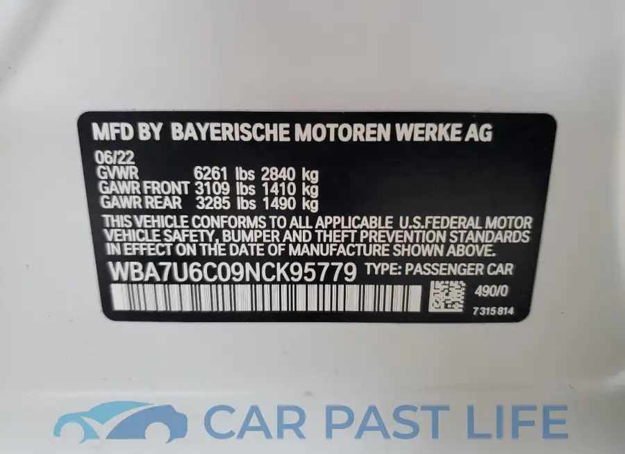 WBA7U6C09NCK95779# 12