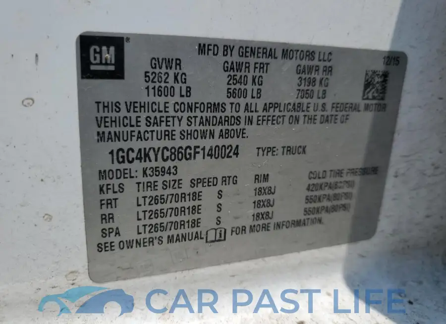 1GC4KYC86GF140024# 12