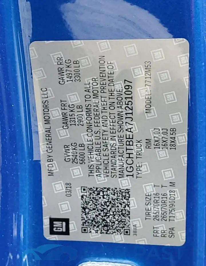 1GCHTBEA7J1251097# 12