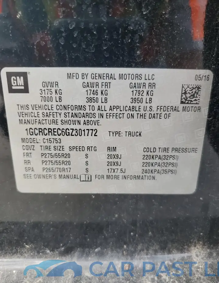 1GCRCREC6GZ301772# 13