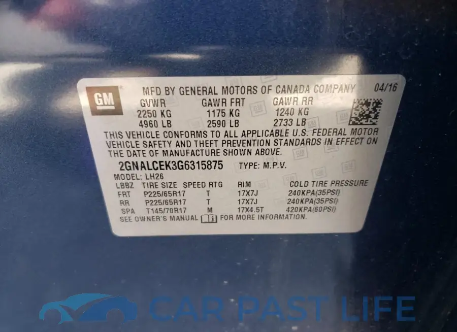 2GNALCEK3G6315875# 13