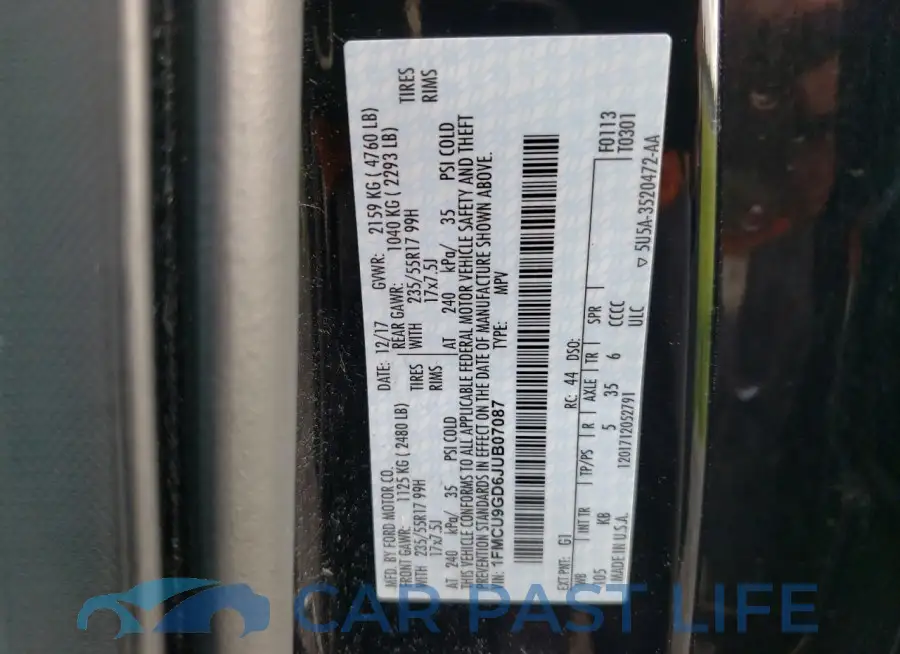 1FMCU9GD6JUB07087# 14