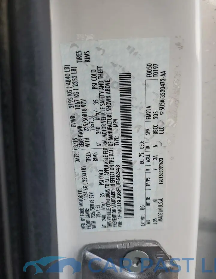 1FMCU9J98FUB98343# 12