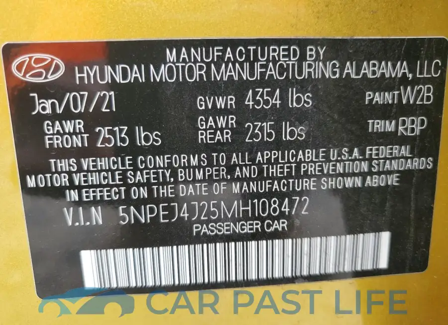 5NPEJ4J25MH108472# 13