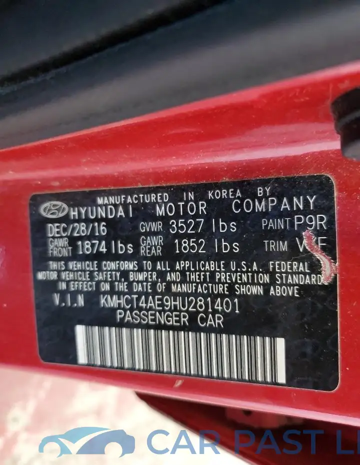 KMHCT4AE9HU281401# 13