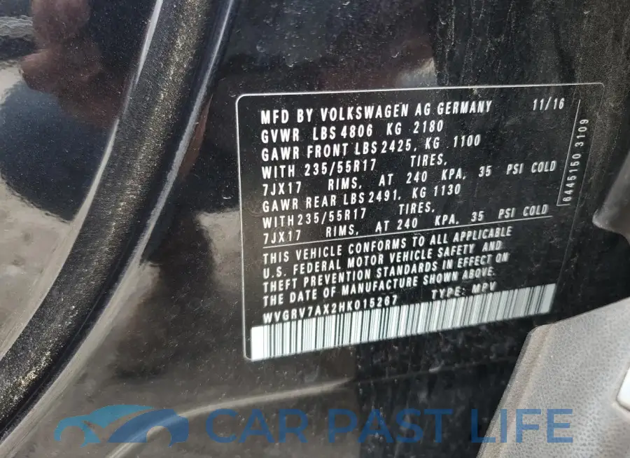 WVGRV7AX2HK015267# 13