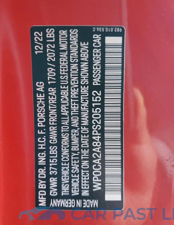 WP0CA2A84PS205152# 13