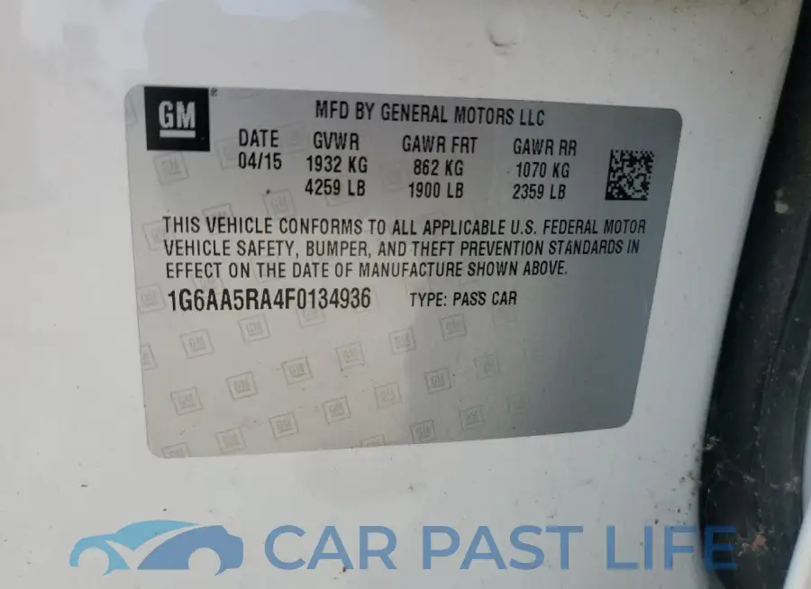 1G6AA5RA4F0134936# 12
