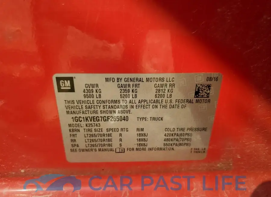 1GC1KVEG7GF265040# 13