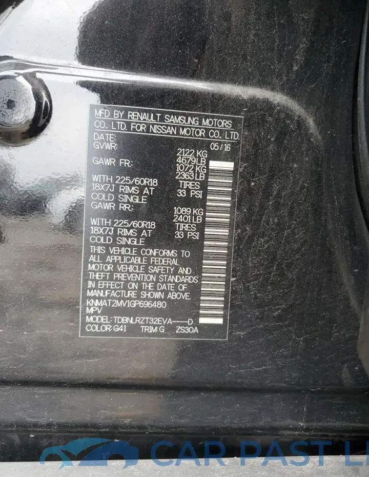 KNMAT2MV1GP696480# 12