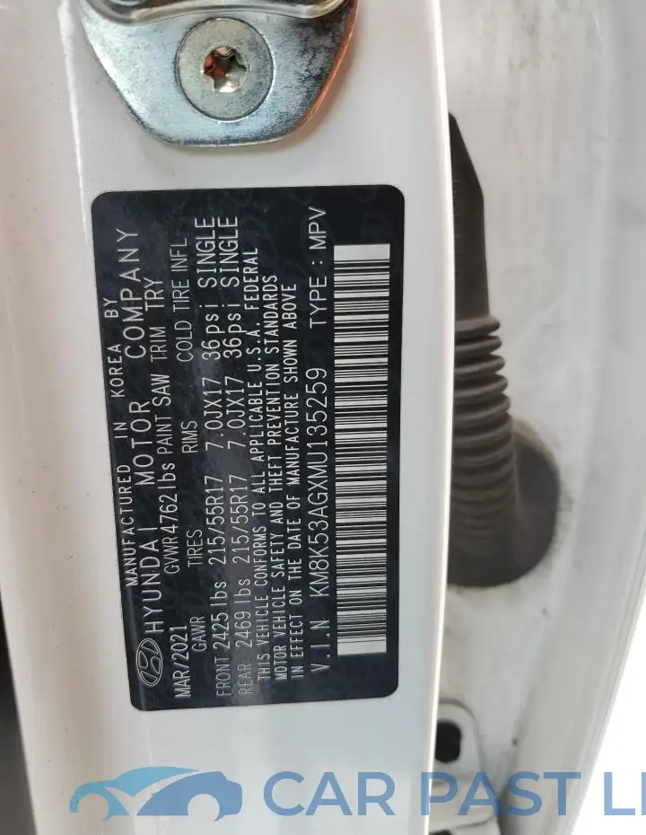 KM8K53AGXMU135259# 12