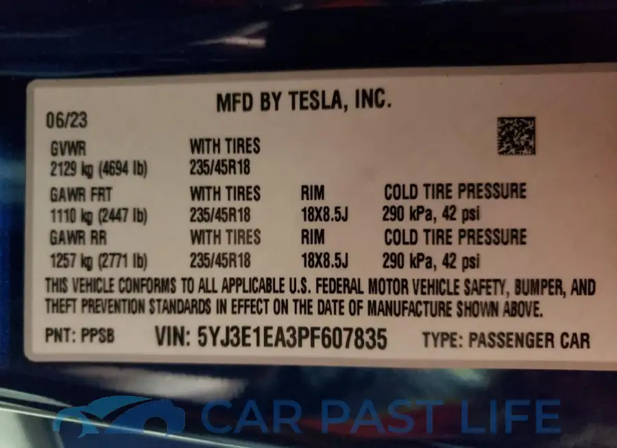 5YJ3E1EA3PF607835# 13