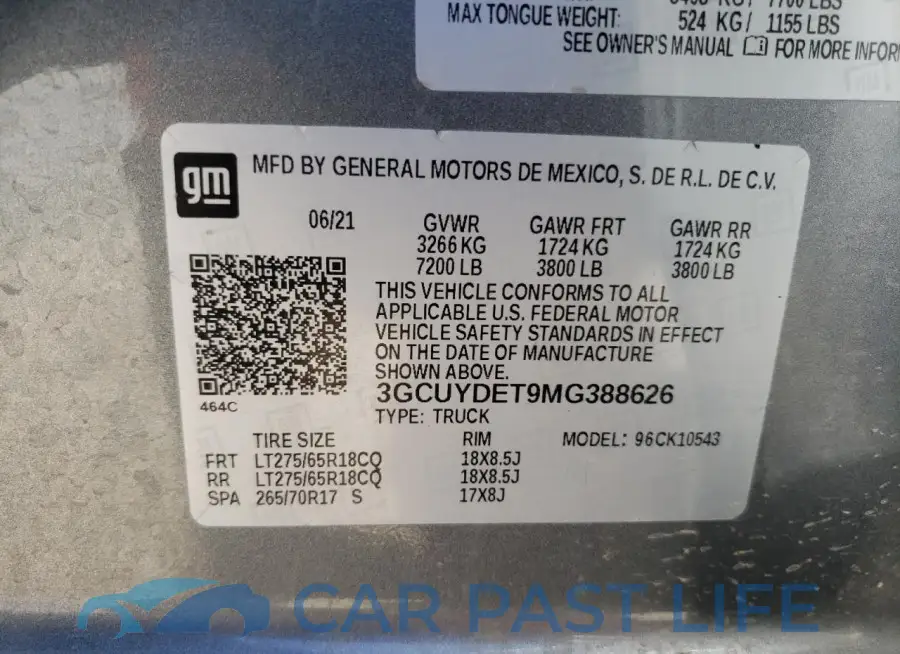 3GCUYDET9MG388626# 13