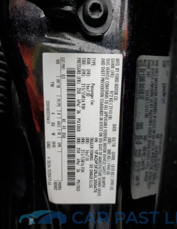 1FADP3F26JL300476# 12