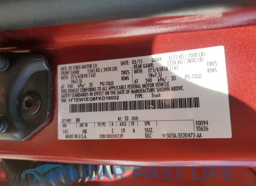 1FTEW1EG8FKD16002# 12