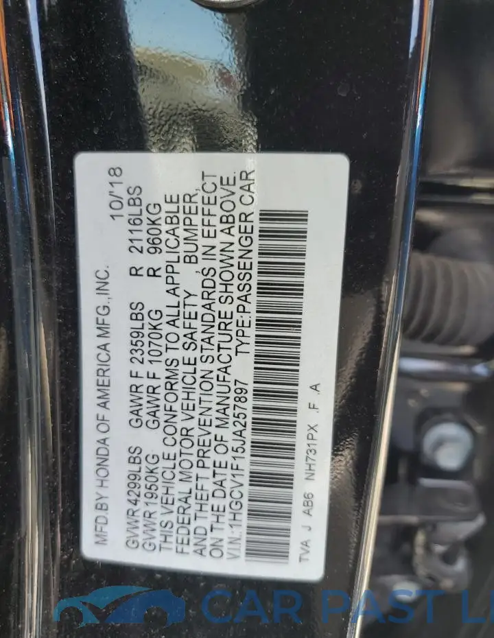 1HGCV1F15JA257897# 12